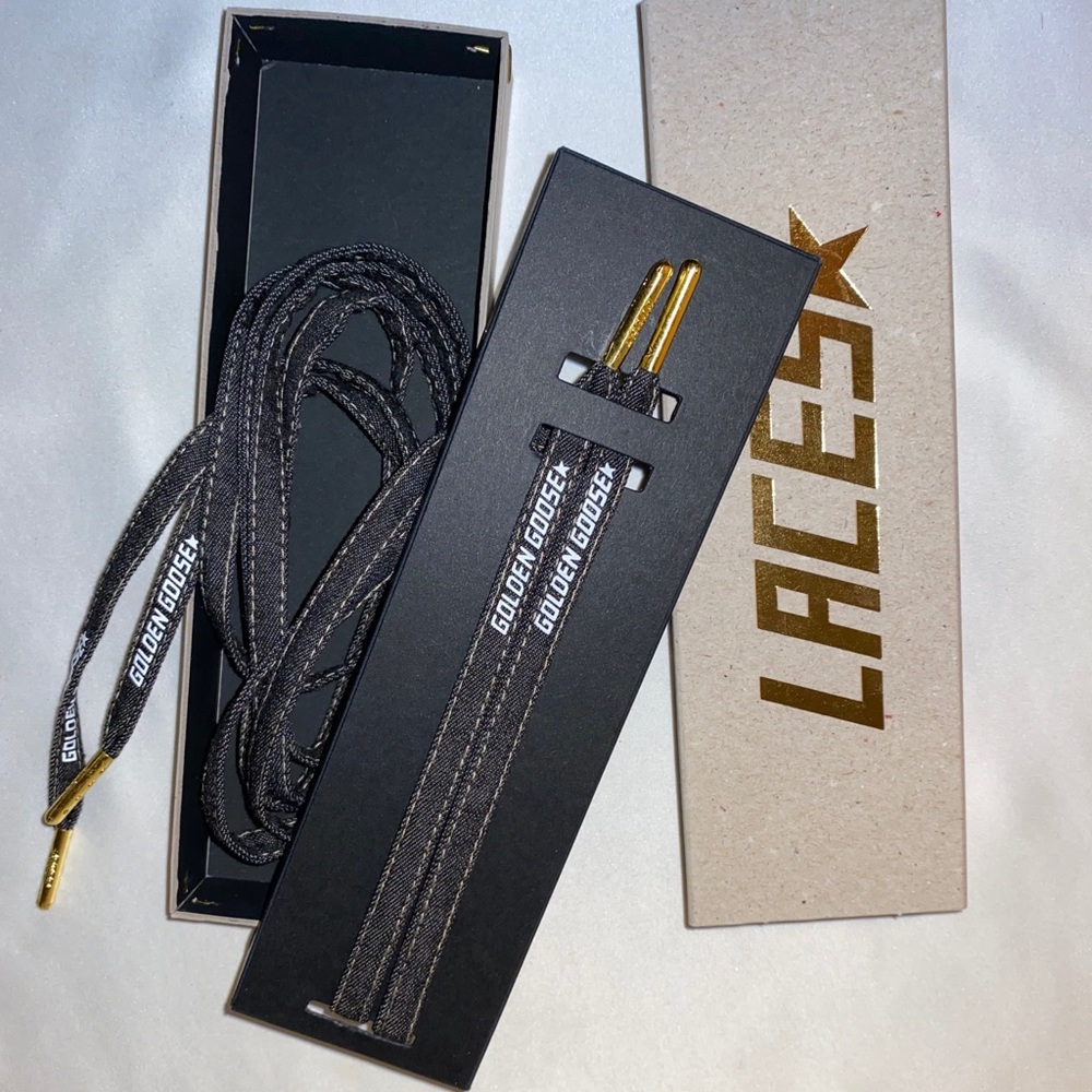 Golden Goose Women’s Denim Laces with white logo